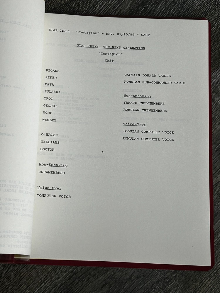 STAR TREK Script The Next Generation Contagion 2nd Revision Final Draft Jan 1989
