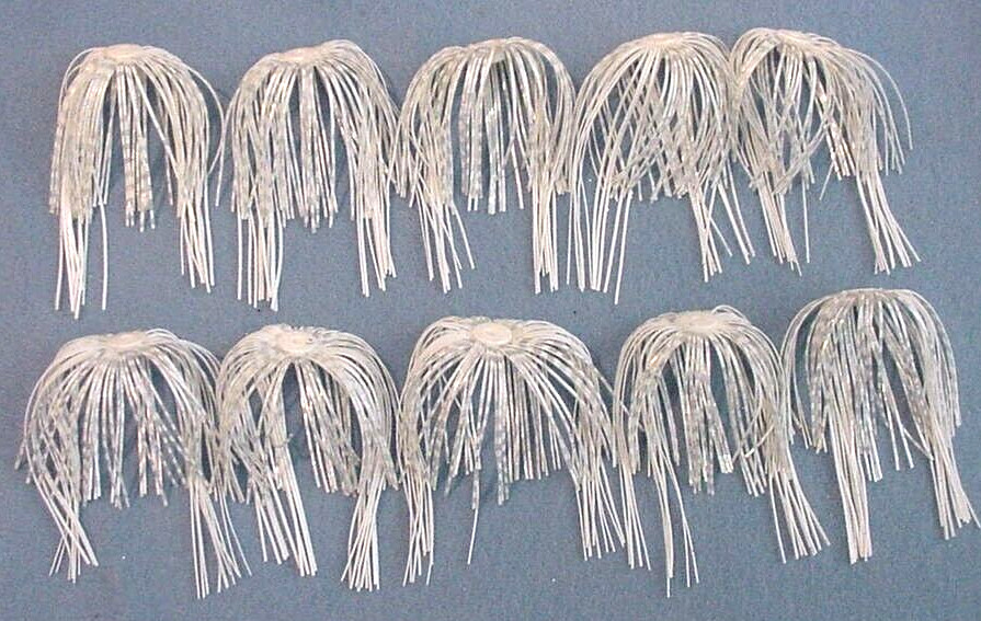 10 ~EZ Trailer Skirts *SPLIT TAIL Spinnerbait Buzzbait Assassinator White/Silver