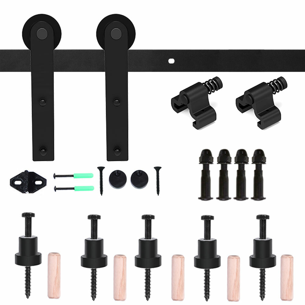 5-12FT Sliding Barn Door Hardware Kit (Include Door Handle)Single Door Track Kit