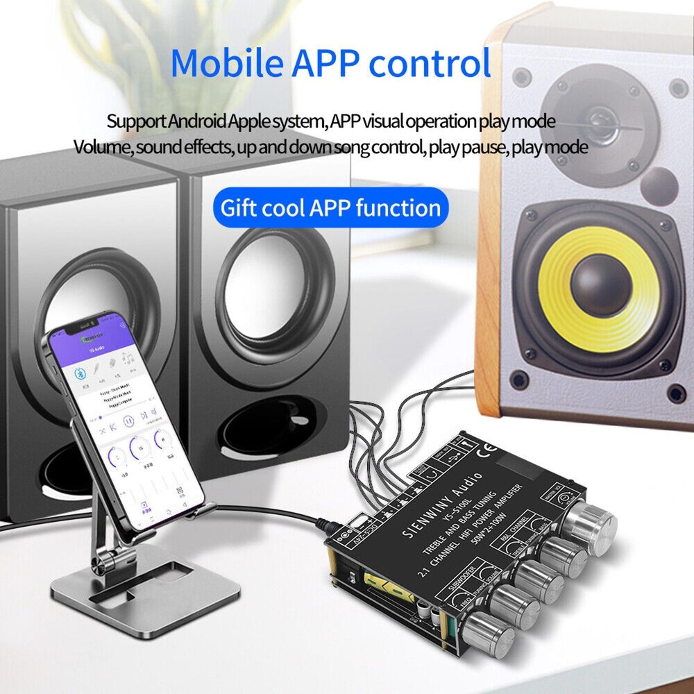 2.1CH HiFi Bluetooth5.0 Digital Power Amplifier Subwoofer Audio Amp Board Module