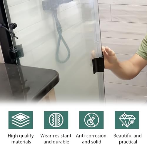 RV Shower Door Handle Assembly with Set Screw - Black