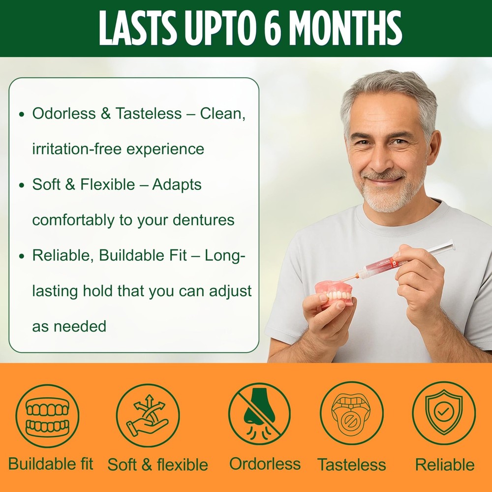 E&E Upper and Lower Denture Soft Reline Kit Pink