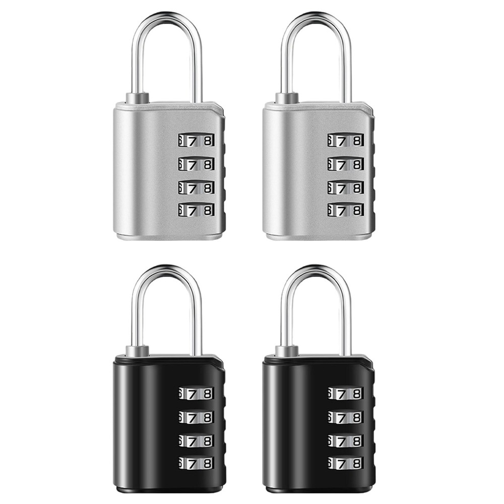 2 Pack 4 Digit Combination Padlock with Keys for School Gym Locker Waterproof