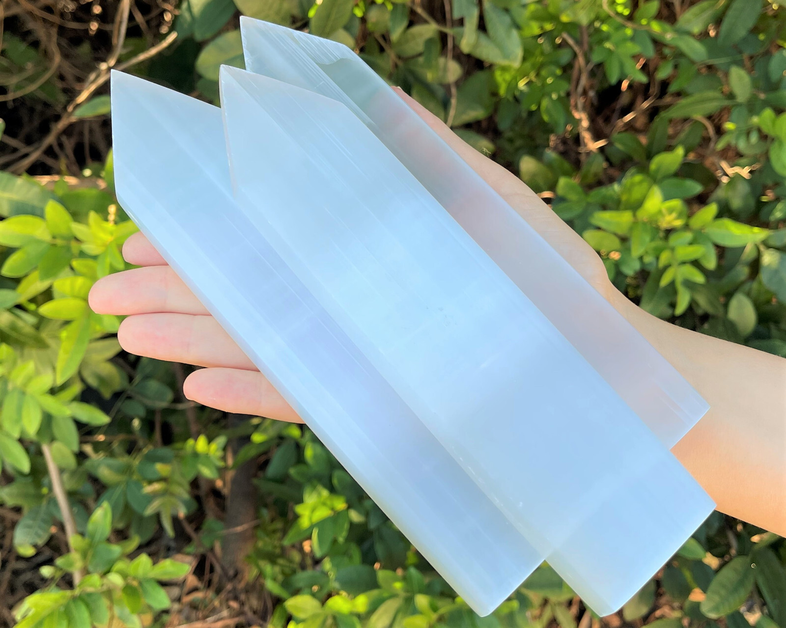 LARGE 8" Polished Selenite Charging Station With Point, Crystal Selenite Plate