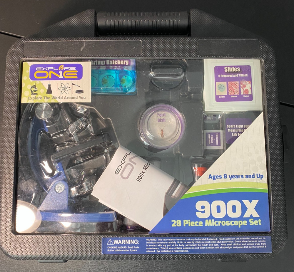 Microscope Set - Explore One 28 Pc 900x Black Plastic Carry Case