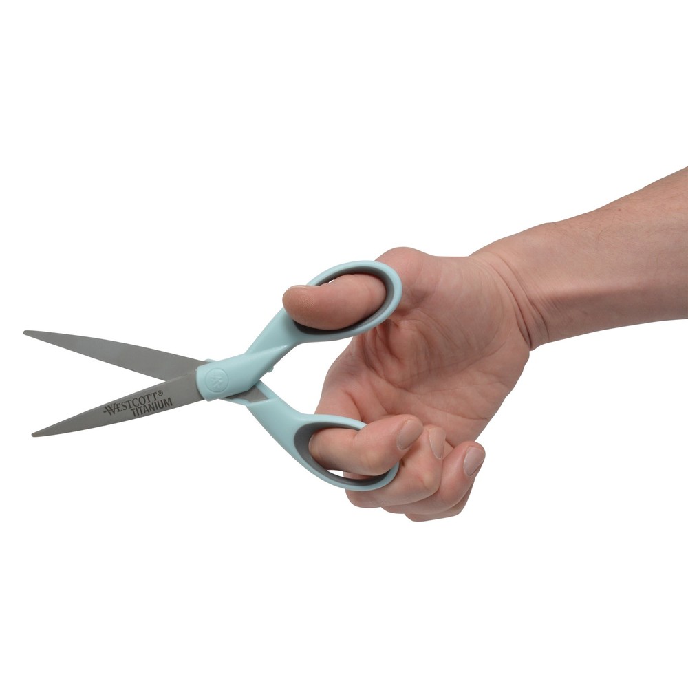 Westcott Sewing Scissors, Titanium, 7", Micro-tip, for Craft, Light Blue
