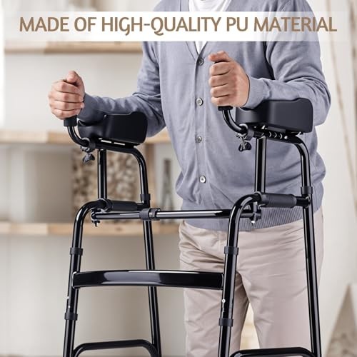 2 PCS Walker Armrest Pads, Upright Walker Forearm Pads, Black Universal