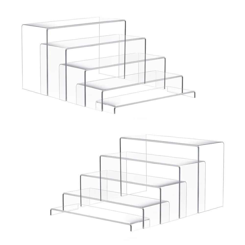 Goabroa 2 Sets 10 Pcs Clear Display Risers, Rectangular (7"-8"-9" L) Risers D...