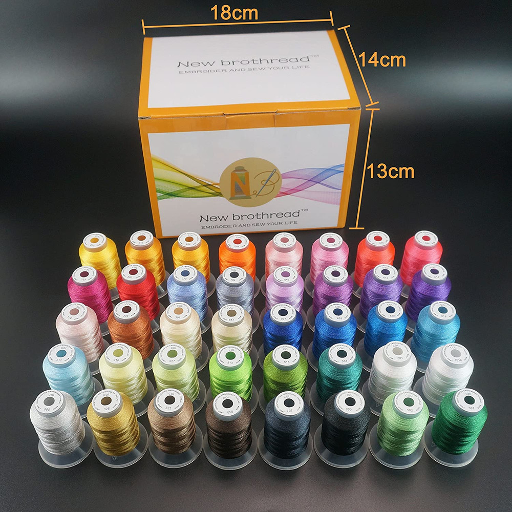 40 Colors Compatible with Brother Polyester Embroidery Machine Thread Kit 500M (