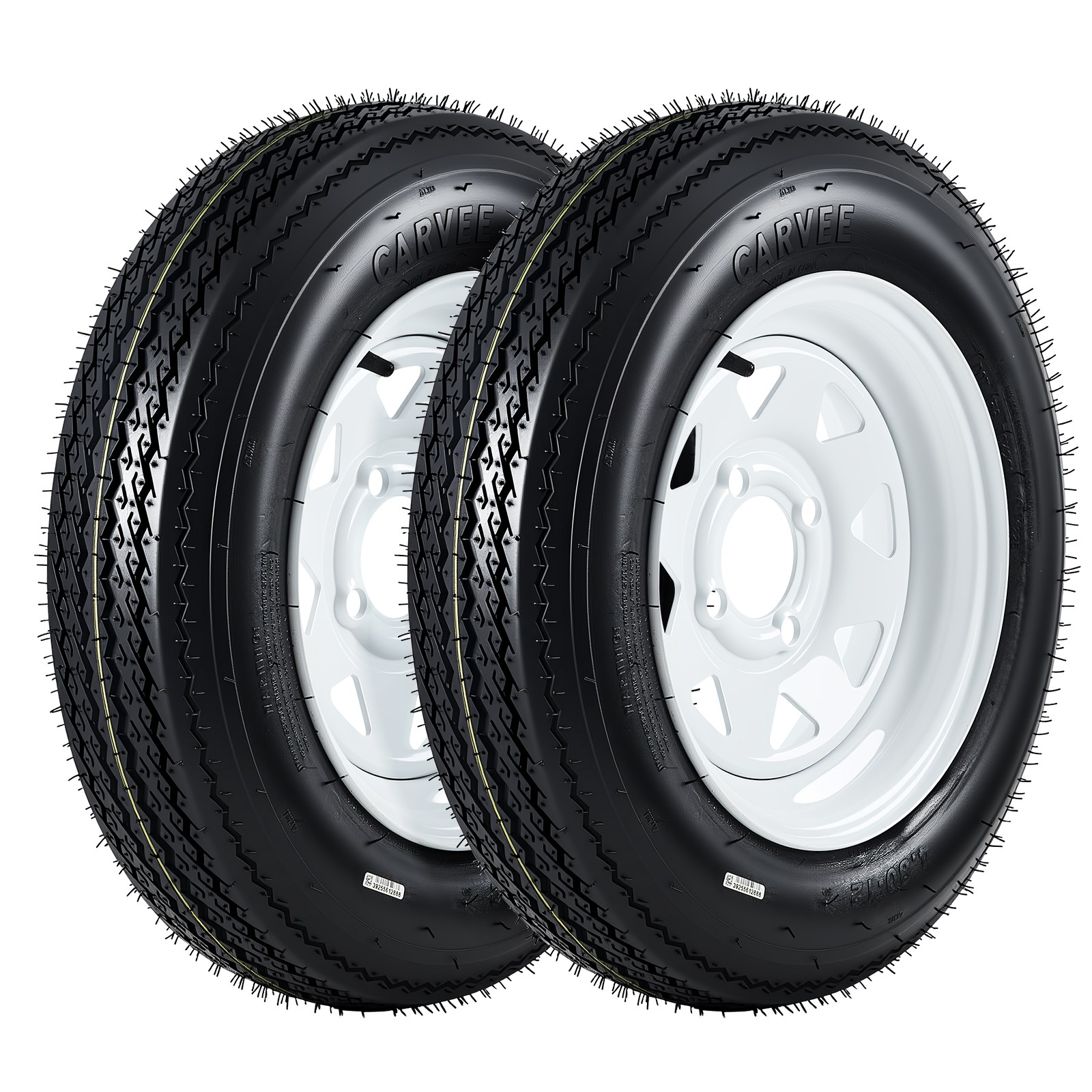 2 Pack 480-12 4.80x12 4.80-12 4.8-12 Trailer Tires with 12'' Rims, 4 Lug on 4"