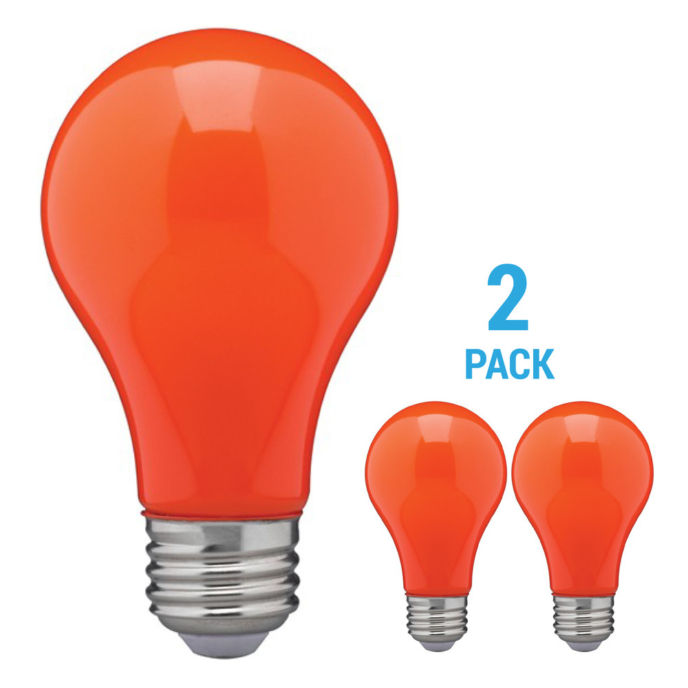 2 Pack CERAMIC ORANGE LED Bulb A19 Medium E26 8W 60 Watt Equivalent Damp Locatio