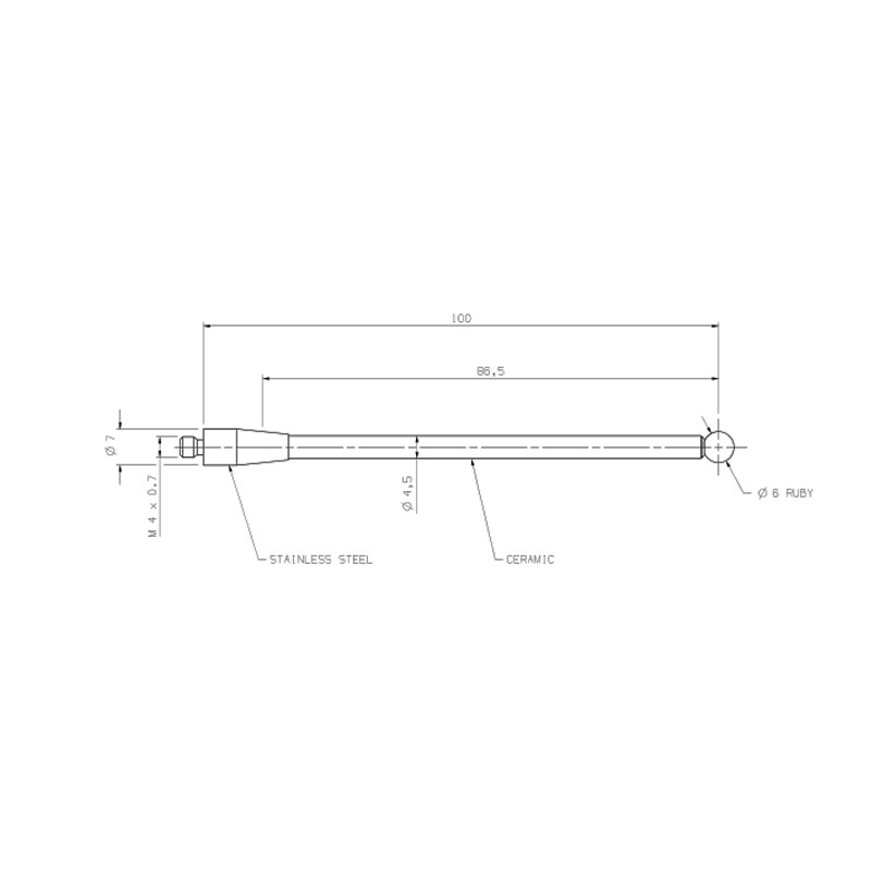CMM Probe Stylus,Ruby Ball 6mm,M4 Ceramic Stem 100mm,Compatible with A-5000-3712
