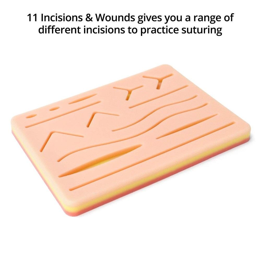 Pro-Grade Suture Practice Pad: Lifelike 3-Layer Simulation, 14 Wounds