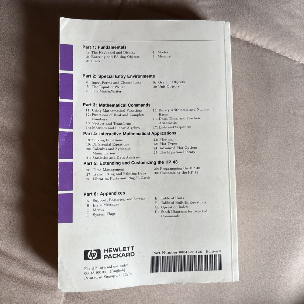 Hewlett-Packard HP 48G Series Calculator User's Guide & Quick Start Guide, 1994