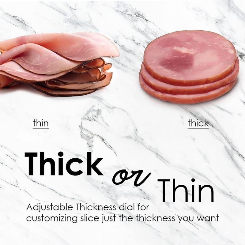 Electric Meat Slicer Adjustable Thickness Kitchen Tool Easy Clean Durable New