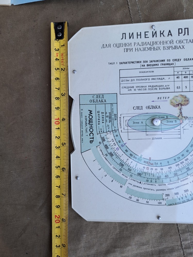 Soviet russian army radiation ruler measuring nuclear explosion USSR