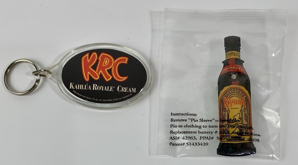 KAHLUA / MELROSE PLACE Keychain & KAHLUA Lighted Pinback - Needs Batteries