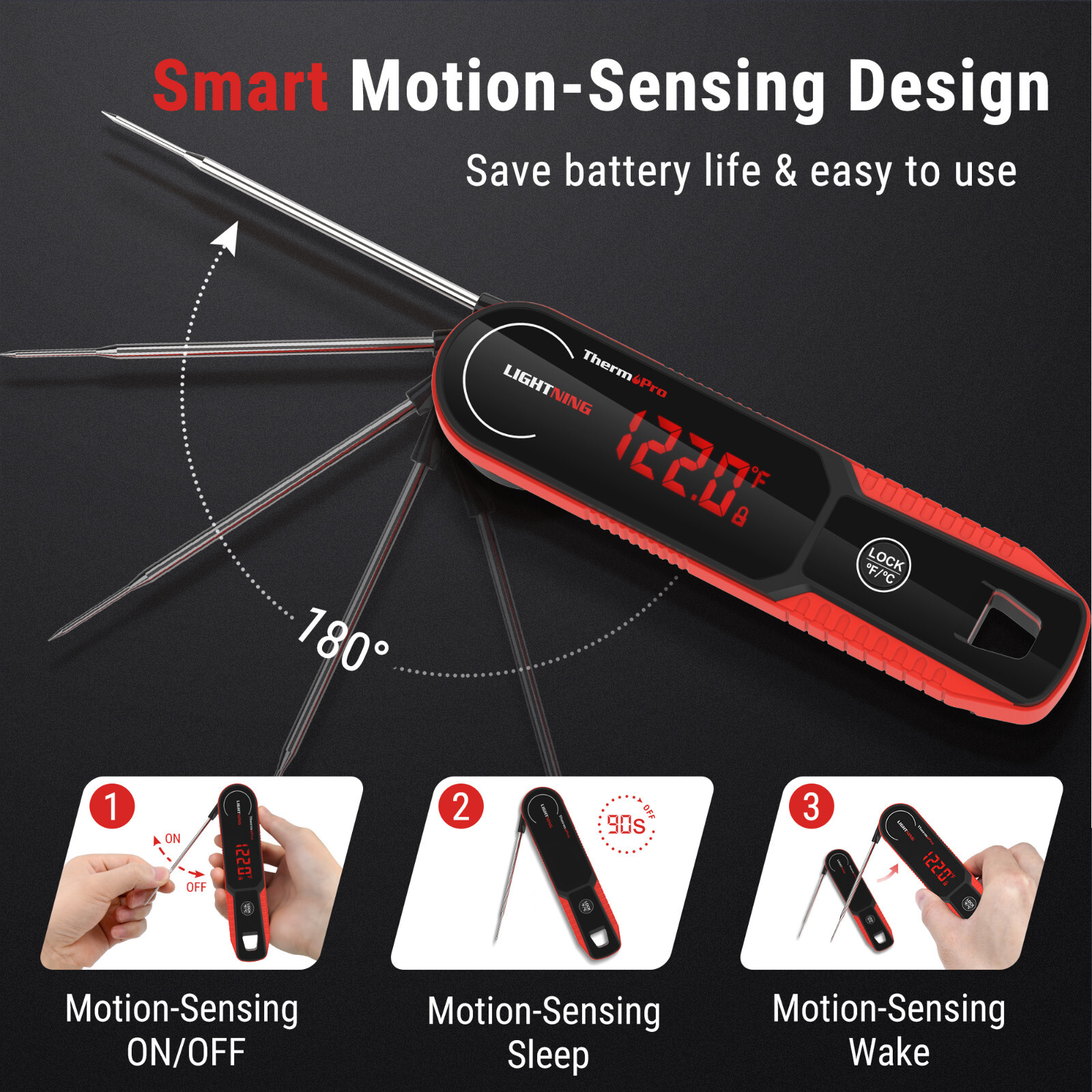 ThermoPro Lightning 1-Second Instant Read Calibratable Meat Thermometer Deep Fry