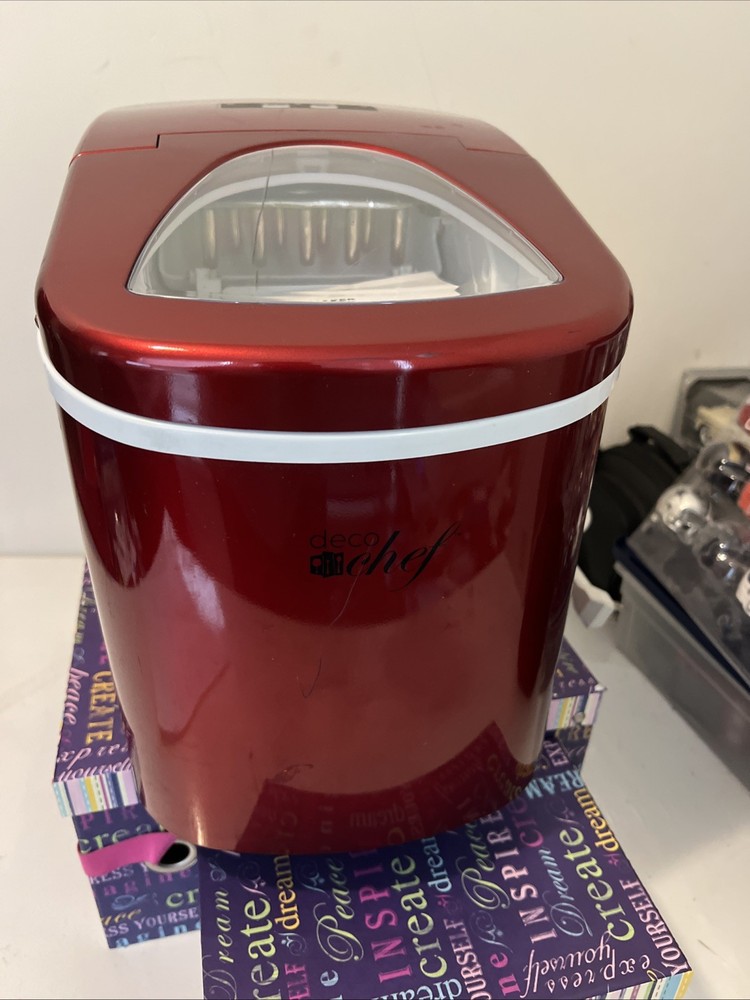 Deco Chef Ice Maker Portable Countertop Compact Machine Red -Tested & Works