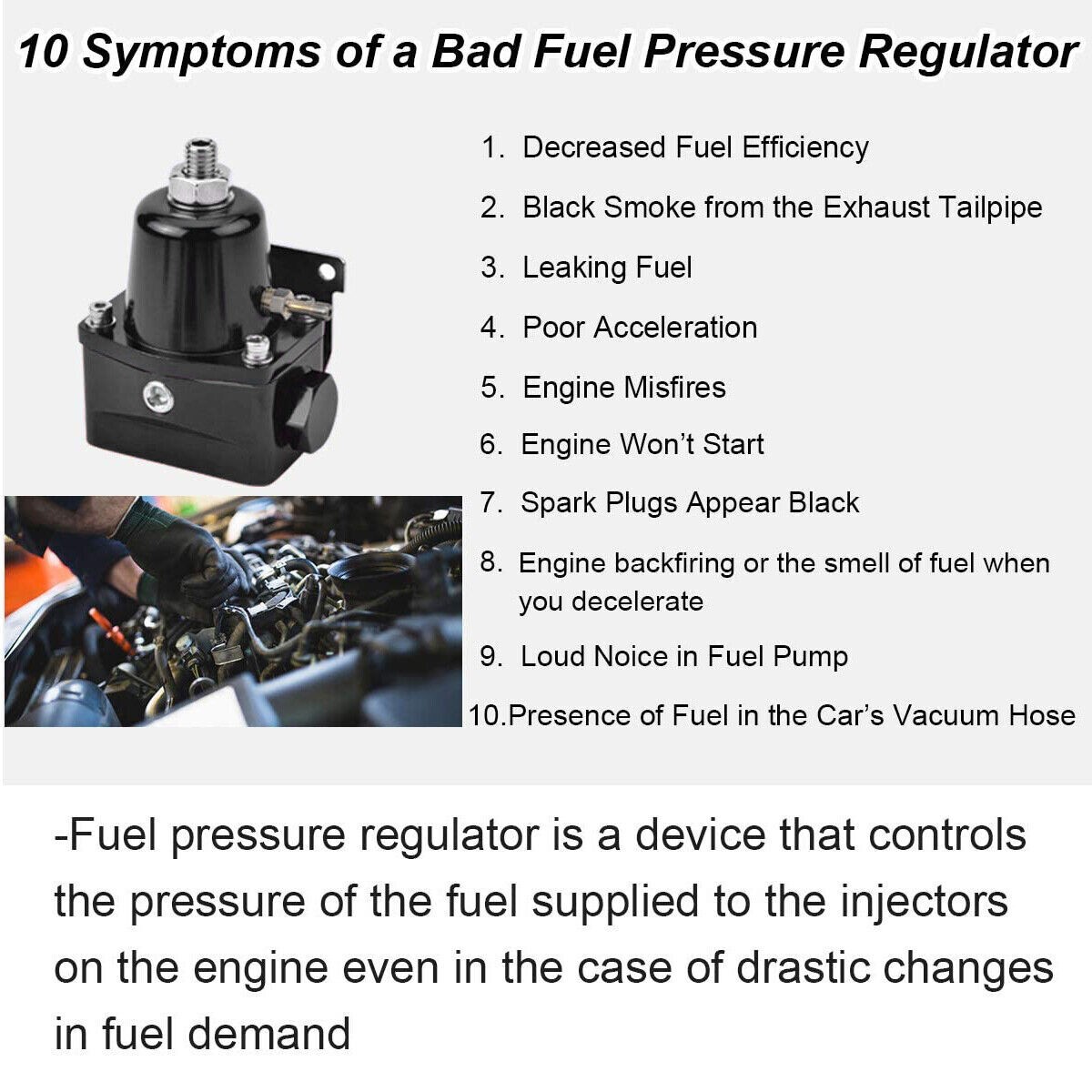 Adjustable Fuel Pressure Regulator Kit Oil Gauge -6AN Black US