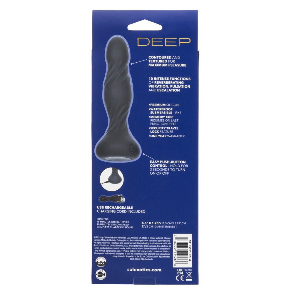 CalExotics Deep Swirl Vibrating Butt Plug Probe Black