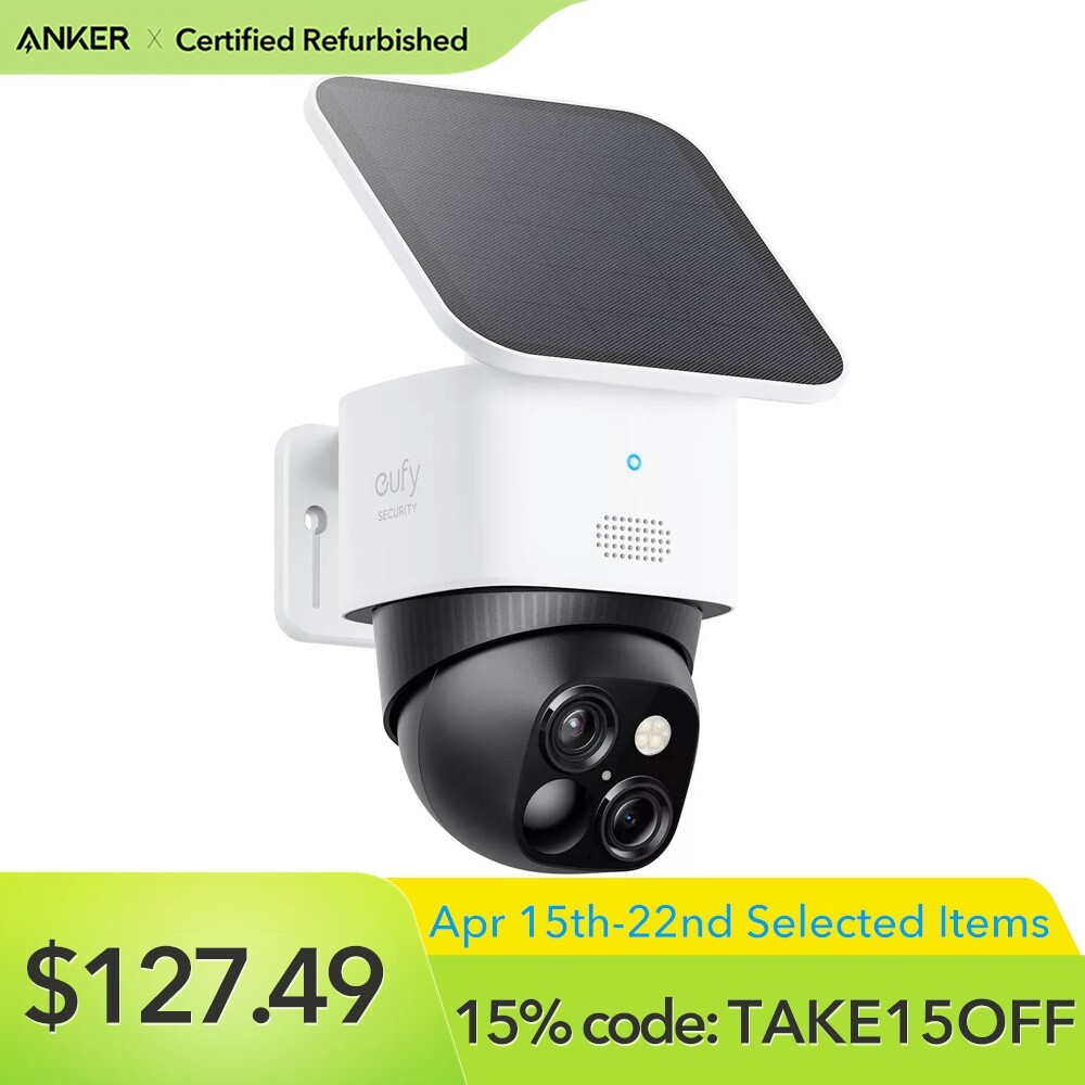 eufy SoloCam S3 Solar Wireless Security Camera 360°PTZ 3K Dual-Cam Night Vision