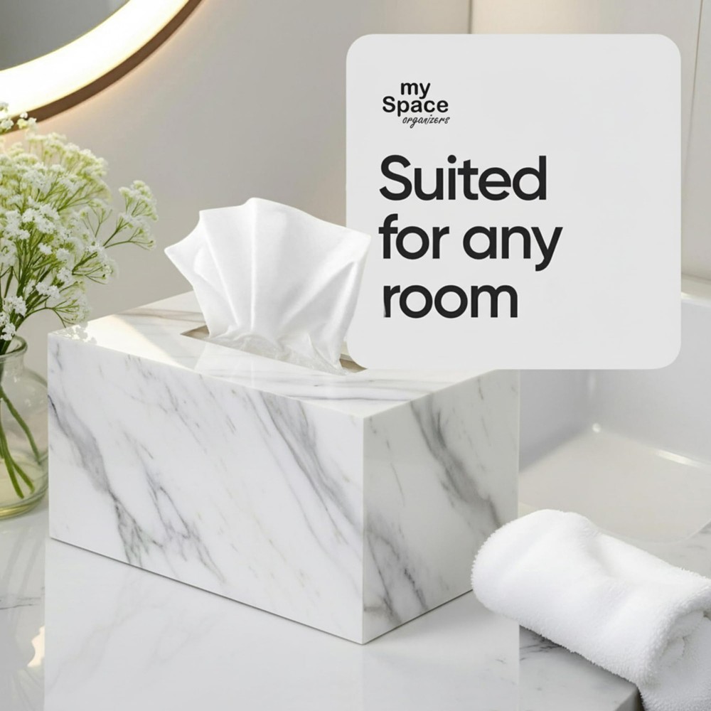 Acrylic Marble Rectangular Tissue Box Cover Holder - Modern Bathroom & Home Deco