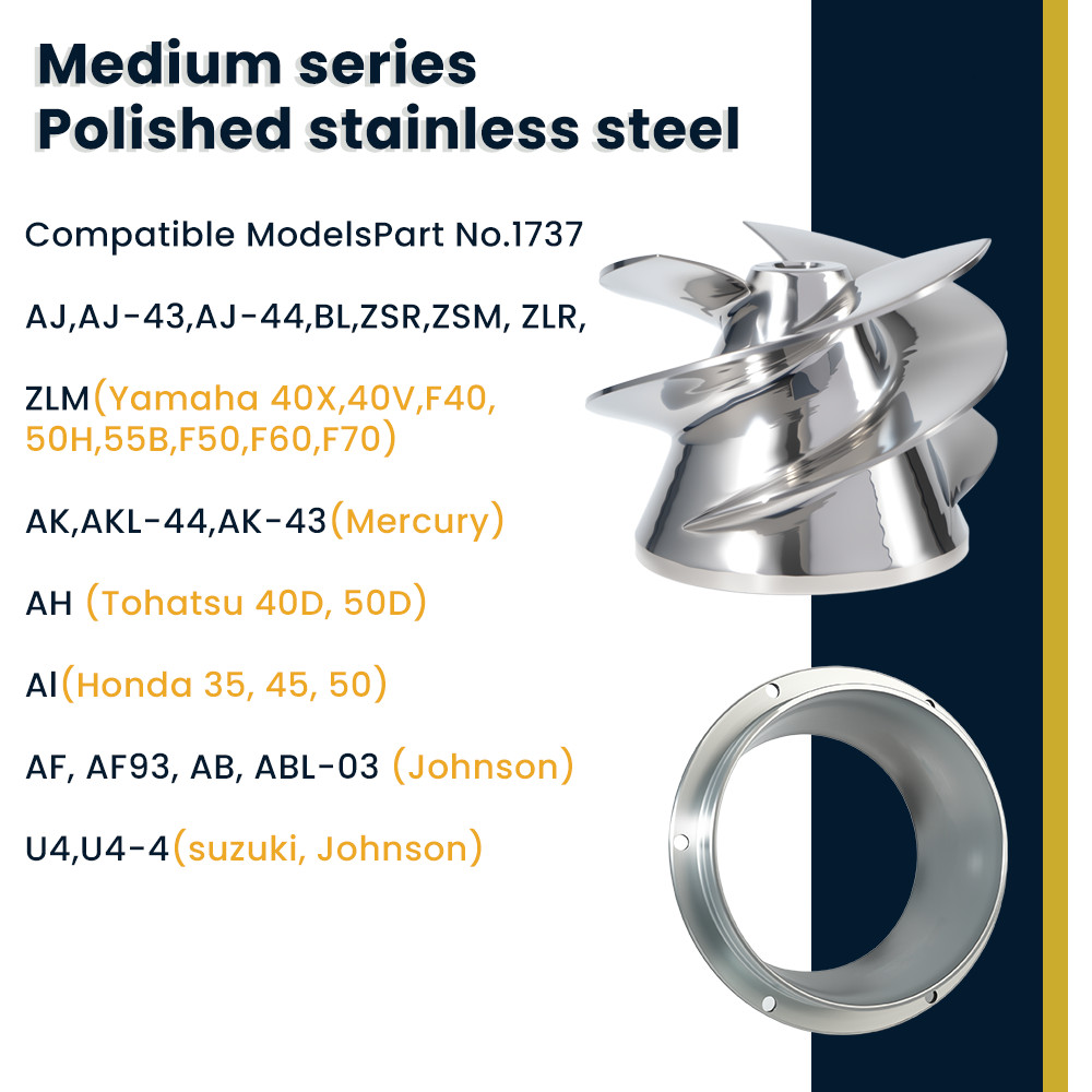 For Medium Series Outboard Jet Impeller 6 1/8 Part No.1737 + Flanged Liner 1521