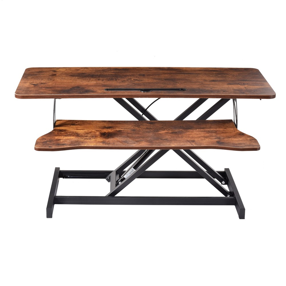 37'' Rustic Home Office Desk Riser Adjustable Standing Desk Converter