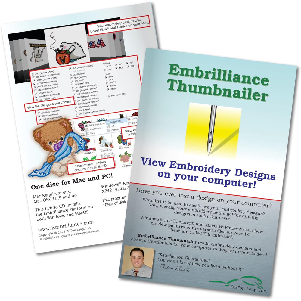 Embrilliance Thumbnailer Embroidery Software for Mac & PC