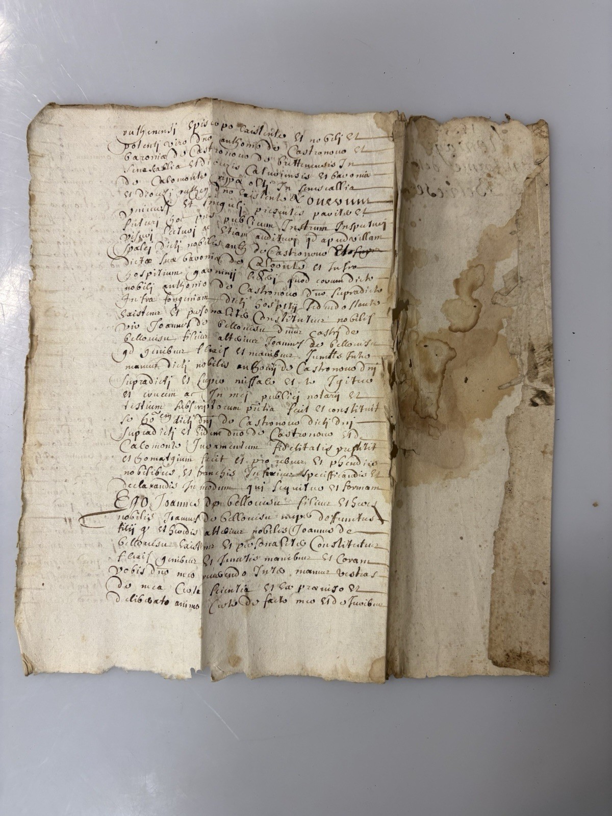 ANTIQUE MANUSCRIPT 1525 Homage Informé de Belvese RARE FIND 10x10” FAIR