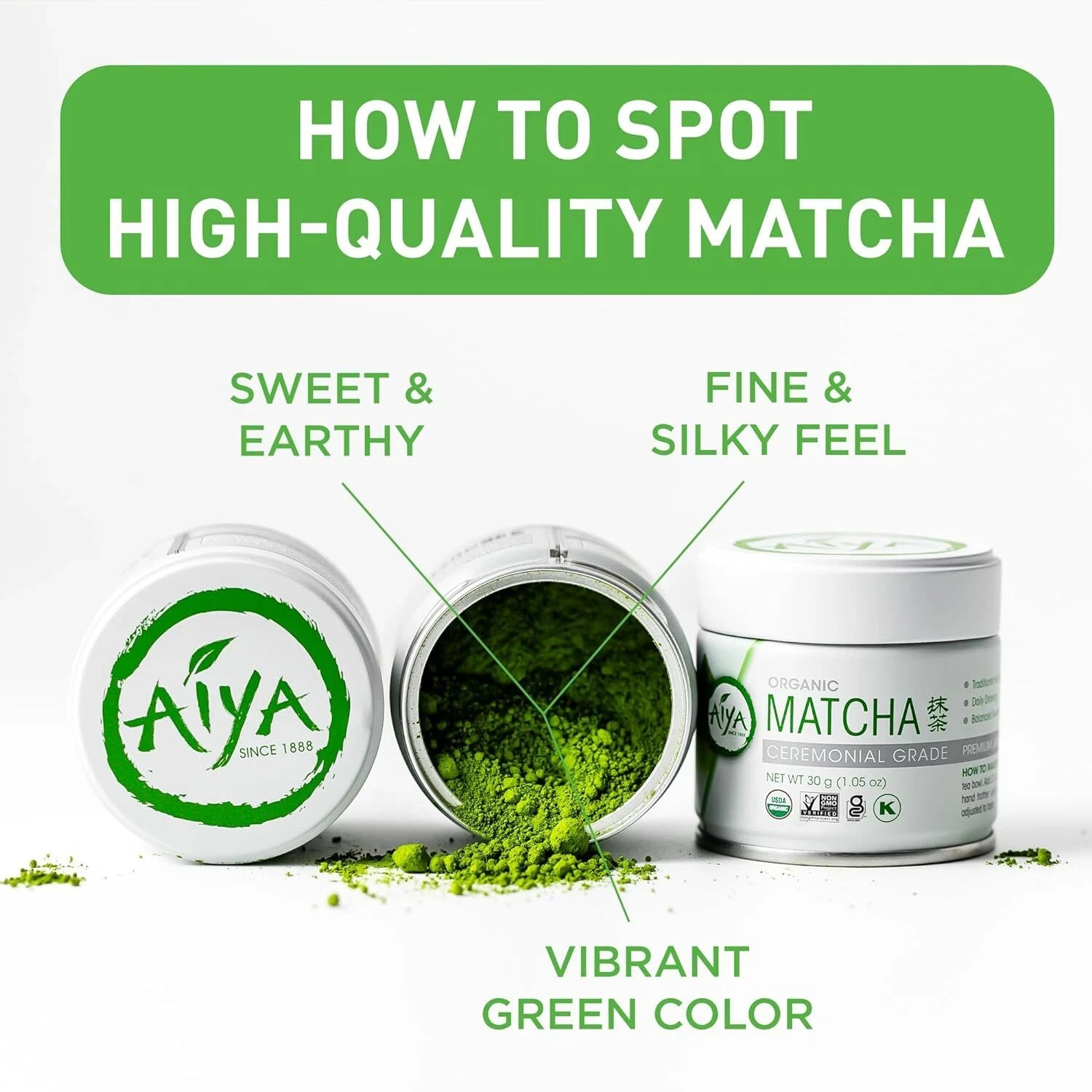 Aiya Matcha Tea Ceremonial Grade 30 Gr. Exp. 8-31-2027