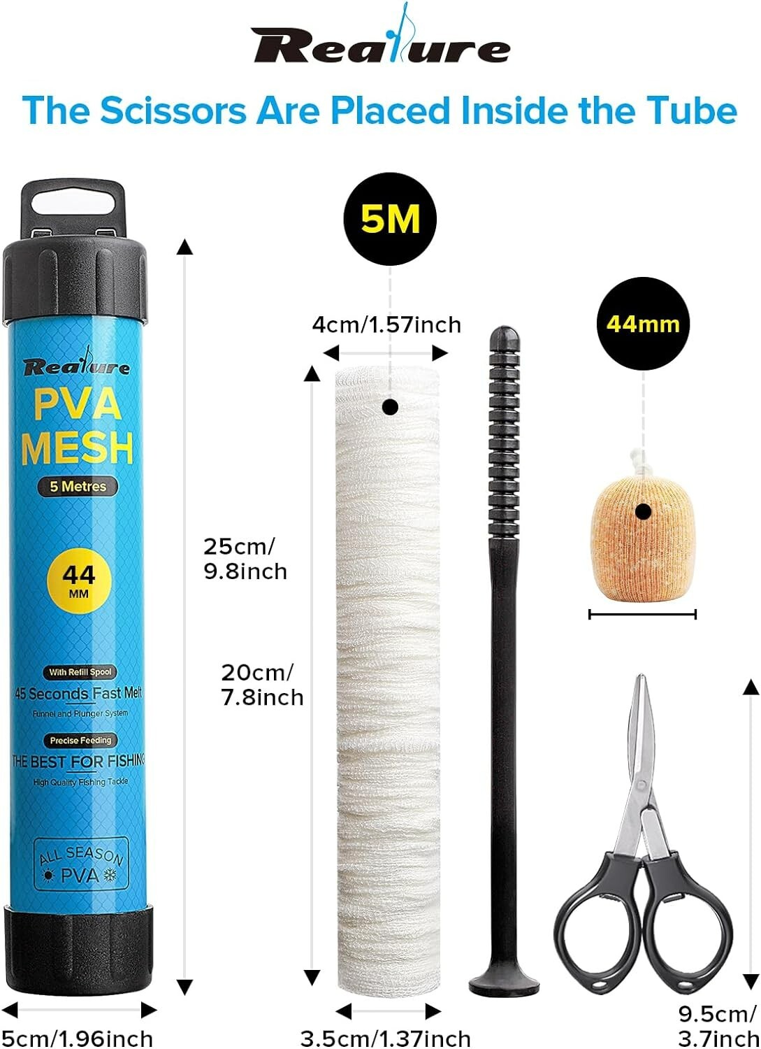 5M Pva Mesh Kit 18mm 25mm 37mm 44mm Wide Pva Mesh Carp Bag Fishing Refill Feedin