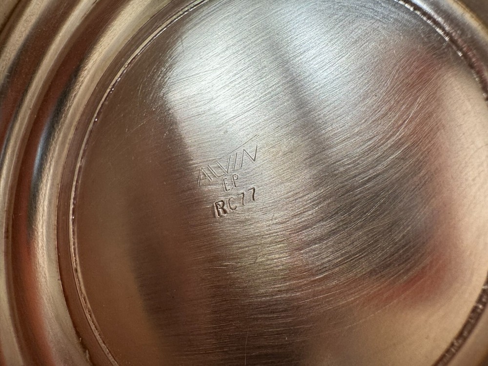 Vintage 1970s Alvin E.P RC77 Blue Enameled Silver plated Pedestal Bowl 6.35"D