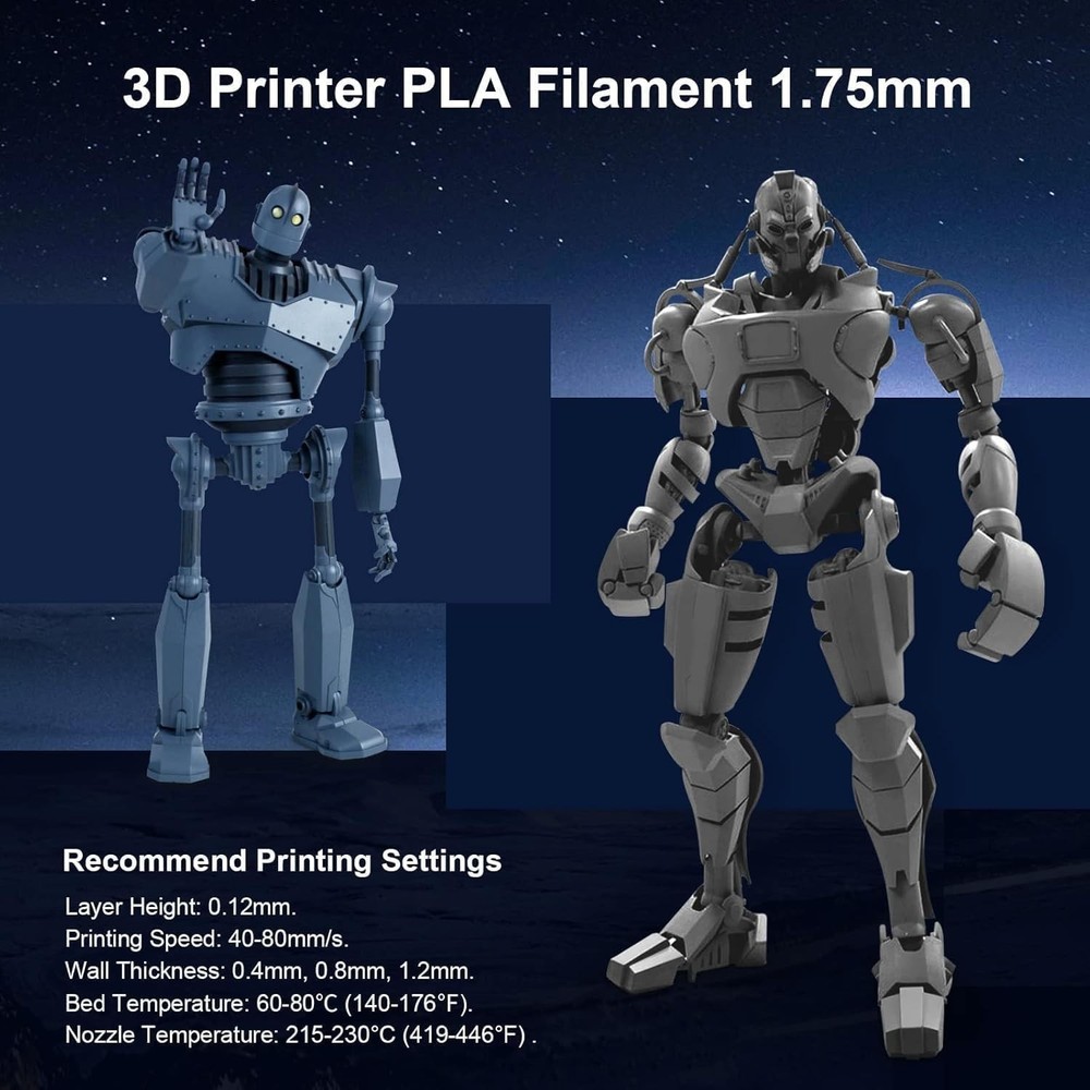 SUNLU PLA 3D Printer Filament Bundle 1.75mm 8 Pack 2kg Total Vacuum Sealed