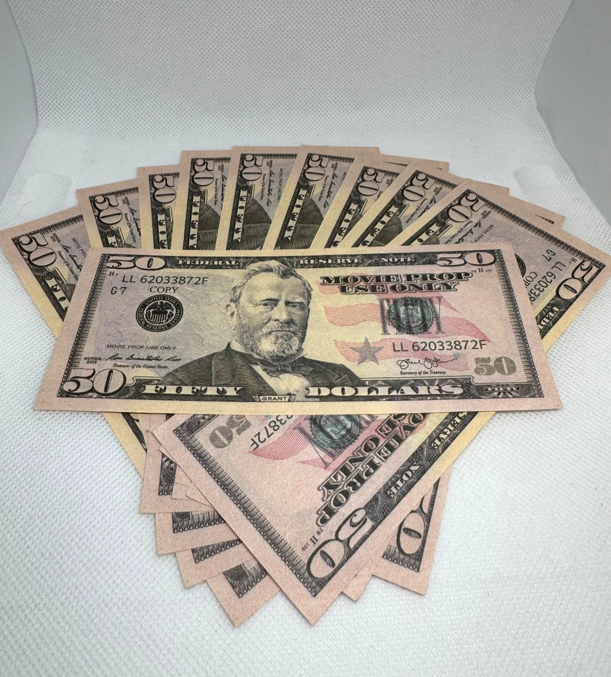 Premium Prop $50 Bills $500 Total - Replica Money (Full Size)