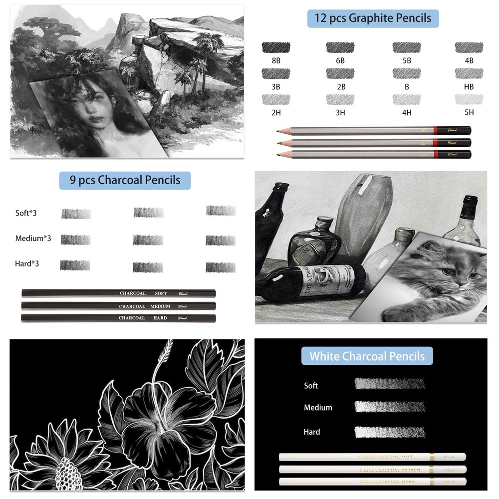 Tioucd 73 Pcs Drawing Kit – Professional Art Supplies Medium, Multicolor