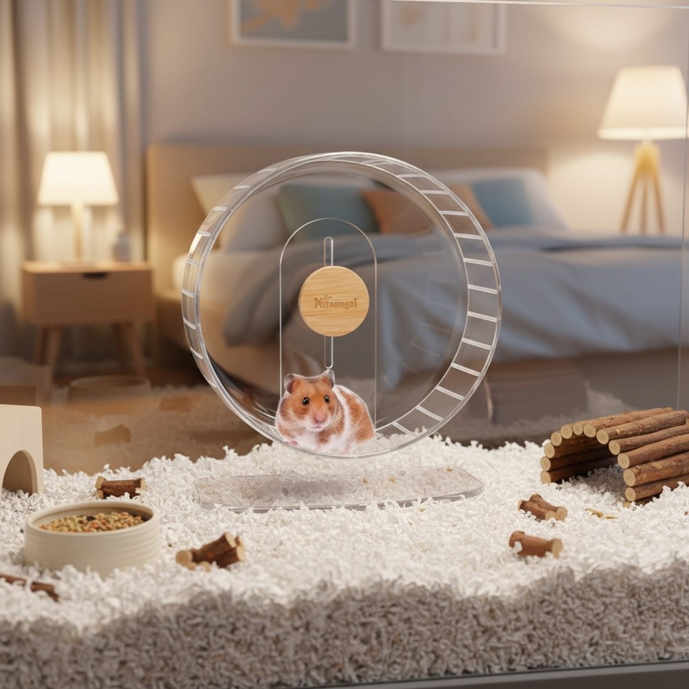 Durable Transparent Hamster Wheel with Adjustable Height for Small Breeds