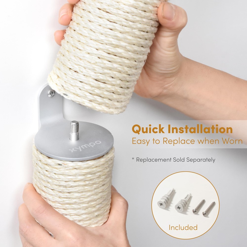 18" Compact Wall Mounted Cat Scratcher Sisal Scratching Post