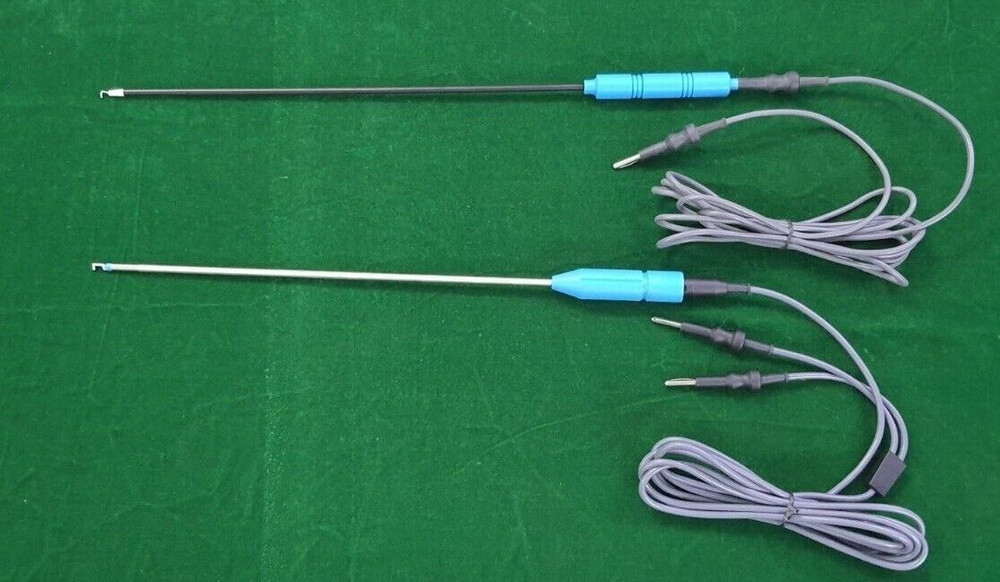 2pc Laparoscopic Bipolar/Monopolar L-Hook 5mmx330mm & Cable Reusable Instruments