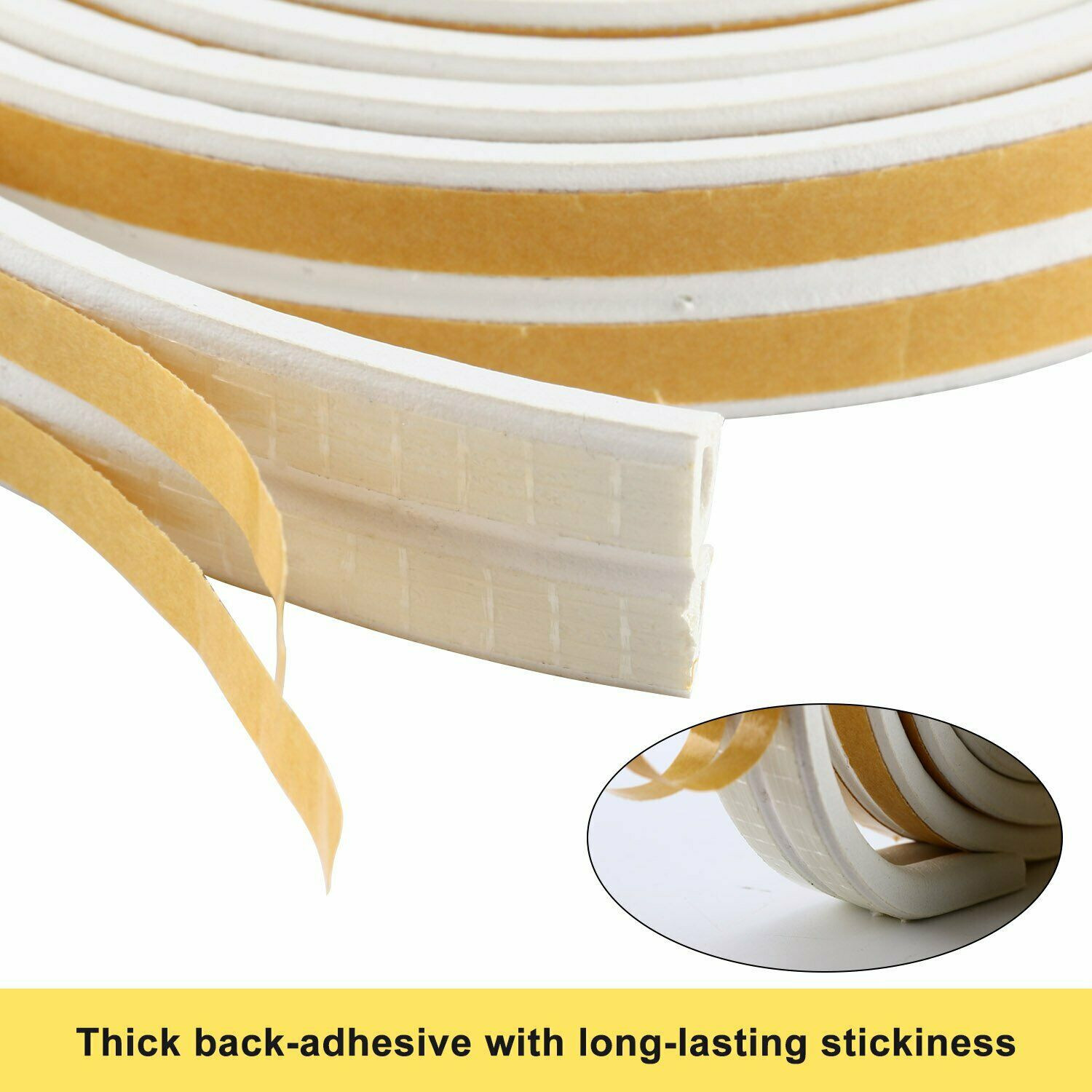 33ft Soundproof Weather Stripping Door Kit Self-Adhesive Rubber Door Seal Strip