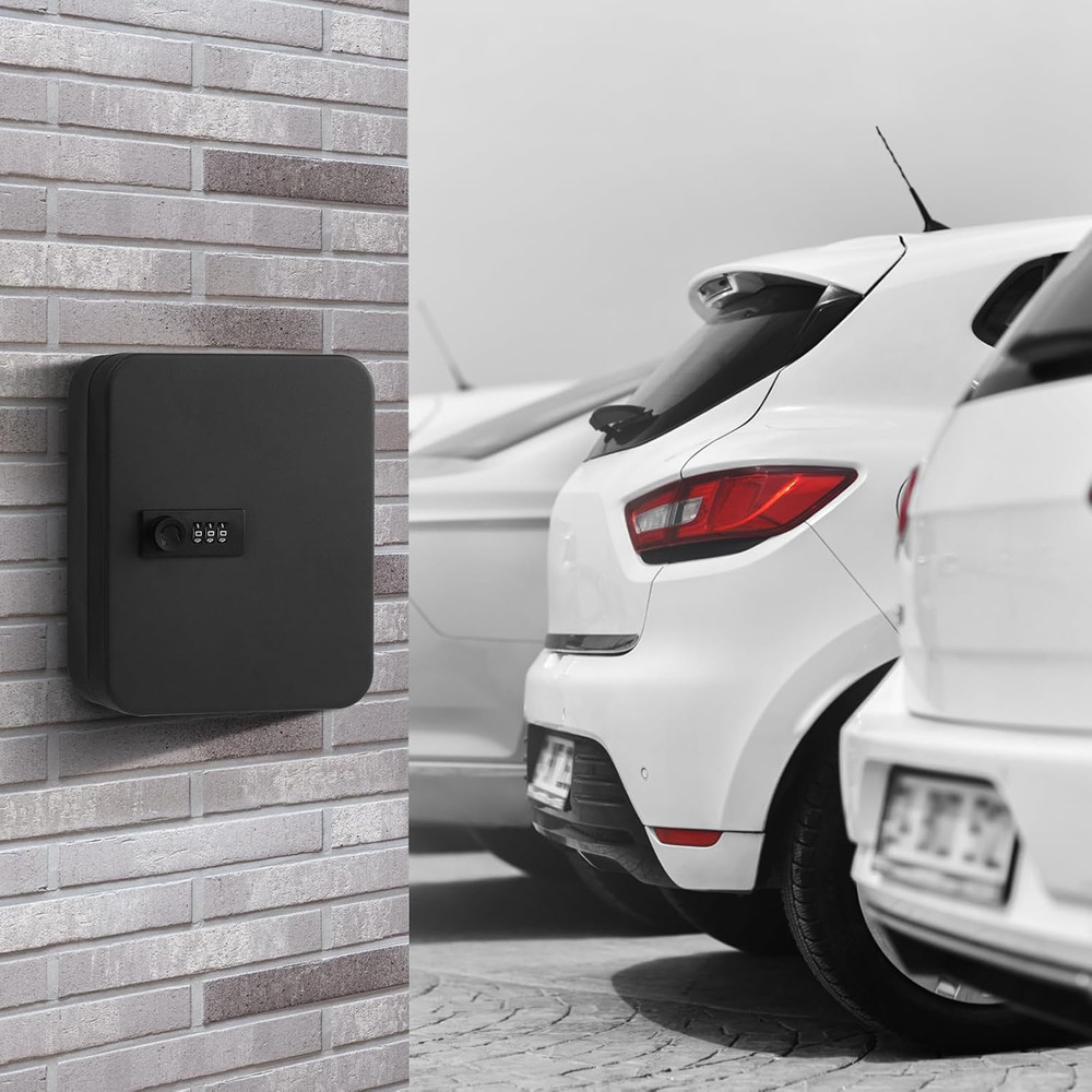 Wall-Mounted 20-Key Storage Lock Box with Combination Code