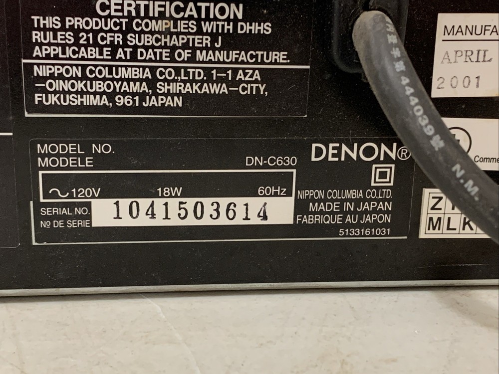 Denon DN-C630 Rackmount CD Player - POWERS ON