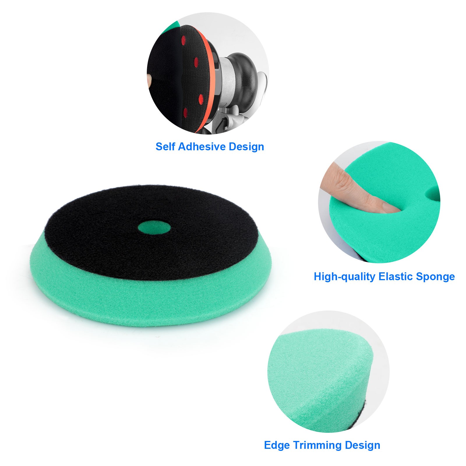 5PCS 7" from Coarse to Fine Buffing Polishing Pads for Car Polisher Foam Waxing