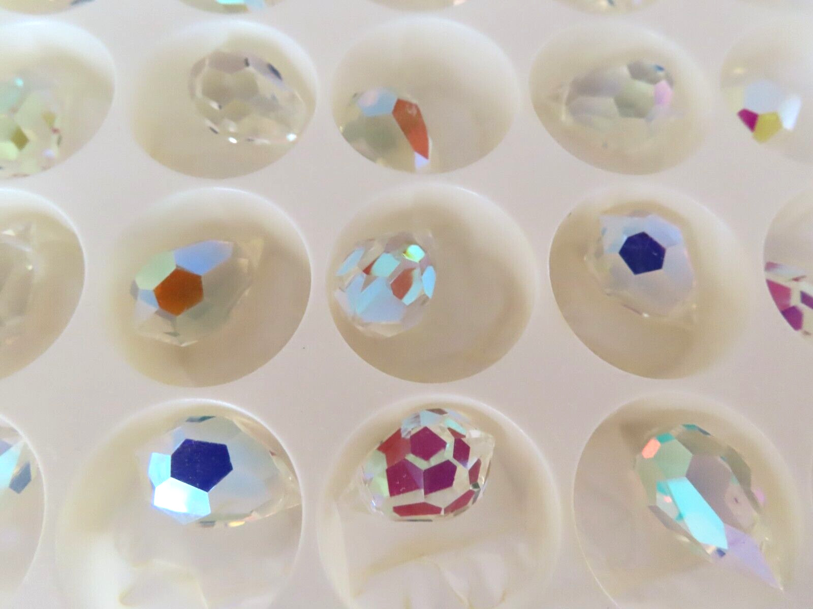 Preciosa Genuine Czech Machine Cut Drop Pendant 12x18mm Crystal AB, 6 pendants