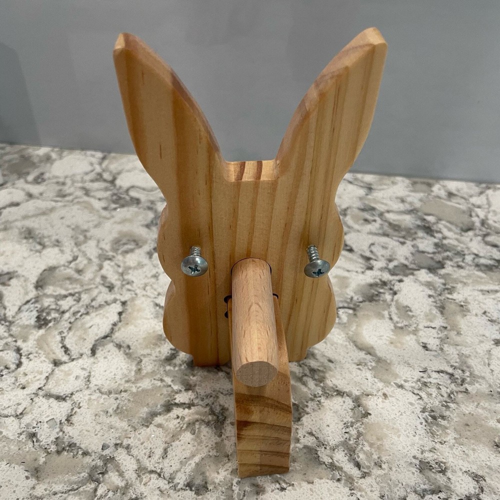 Pink bunny rabbit bedside glasses holder wood