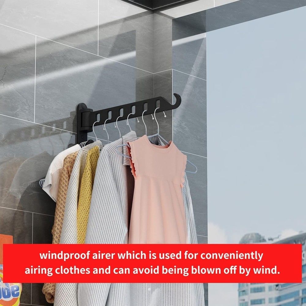 Laundry Drying Rack Wall Mounted Clothes Drying Rack Clothes Hanger Black One Pc