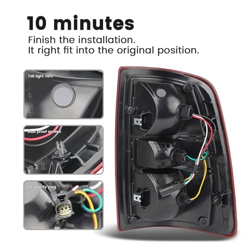 1 Pair Halogen Tail Lights Assembly Compatible Left & Right Red Bezel Halogen