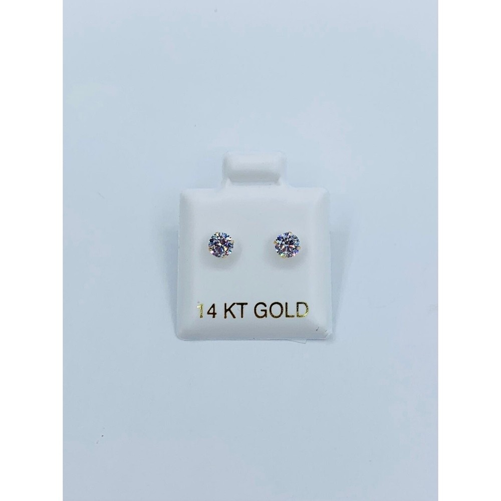 14k solid gold earrings 4mm stud Screw back Birthstone - Aretes oro tornillo