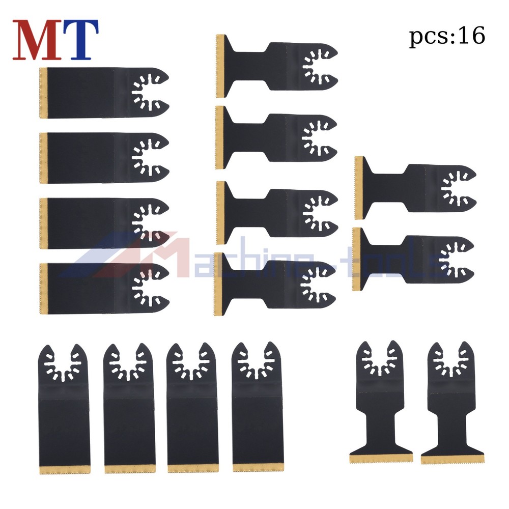 16 Pack Titanium Oscillating Saw Blades Kit Multi Tool Cutting Blades